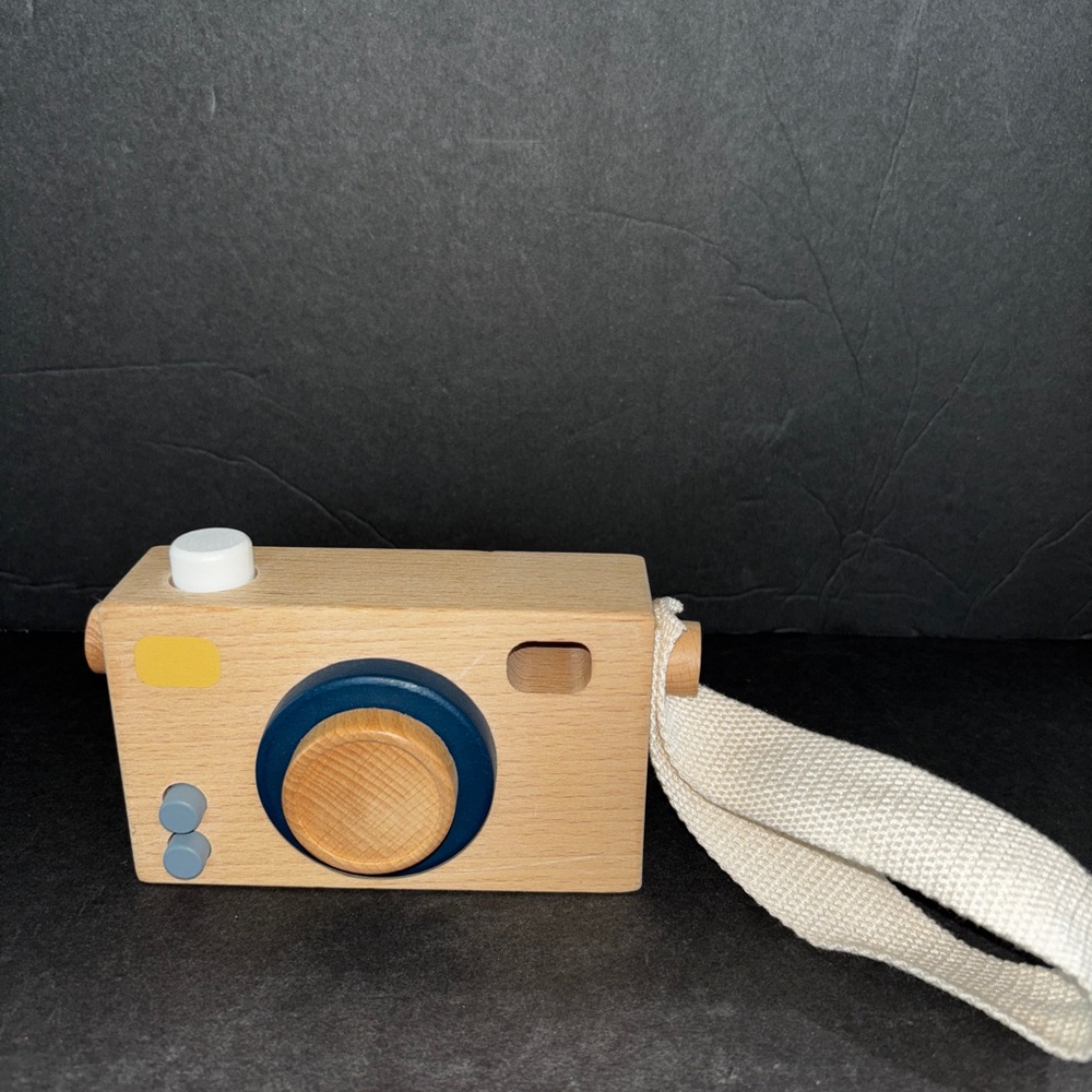 Hearth & Hand Wooden Toy Camera with Blue and Natural Accents